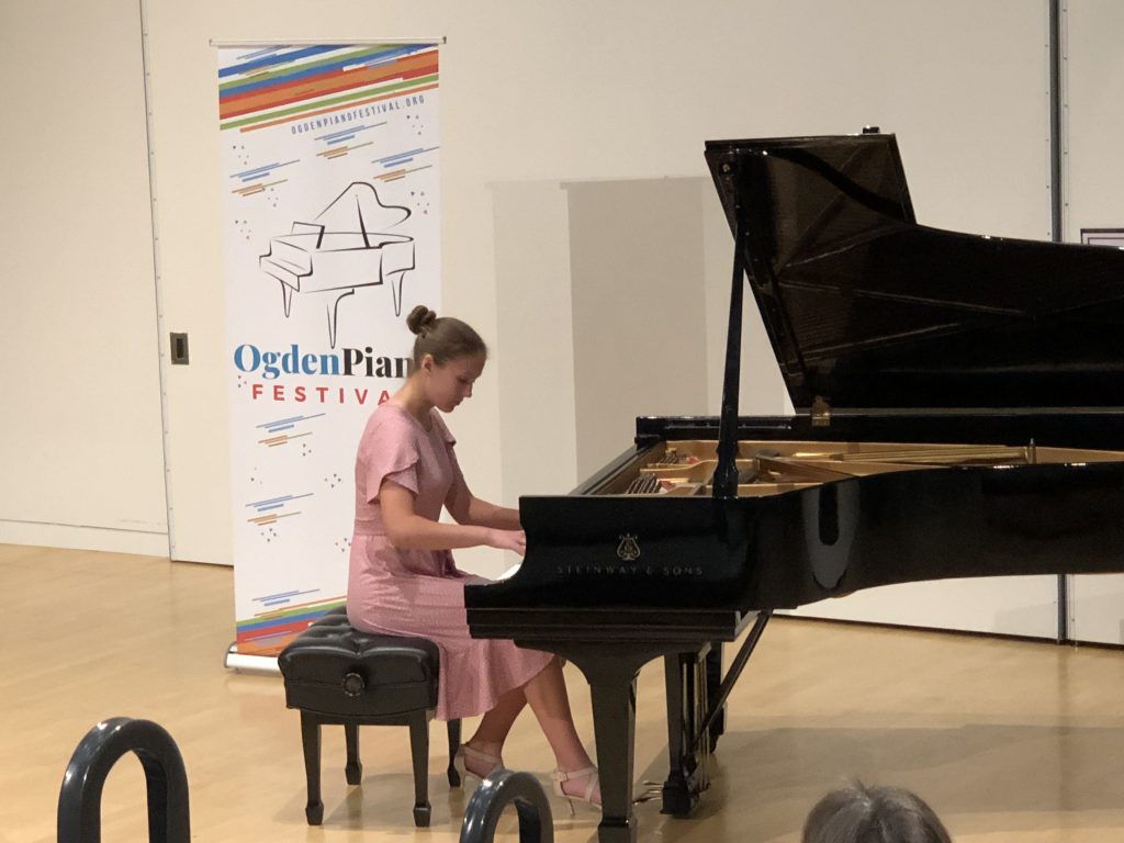 Katherine Leach Performing at Steinway Grand Piano